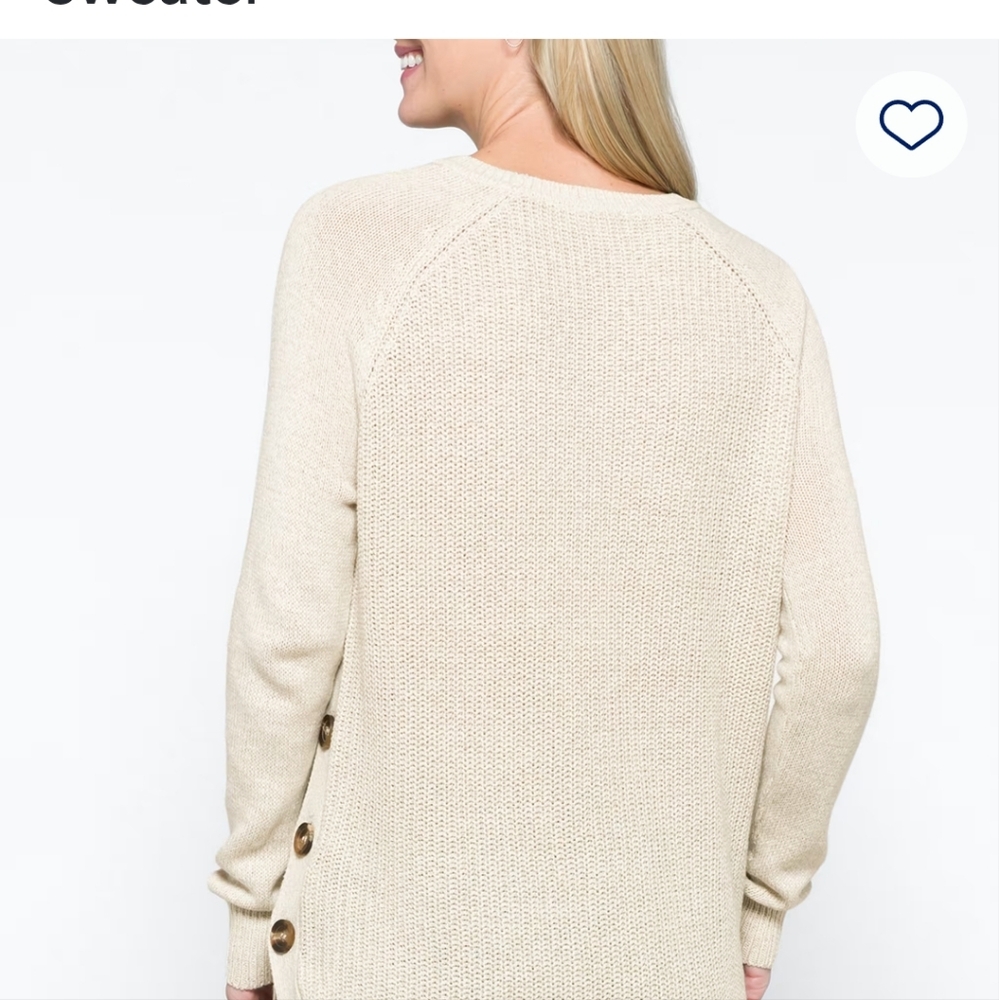 Beige Button-Side Sweater - Picture 13 of 15